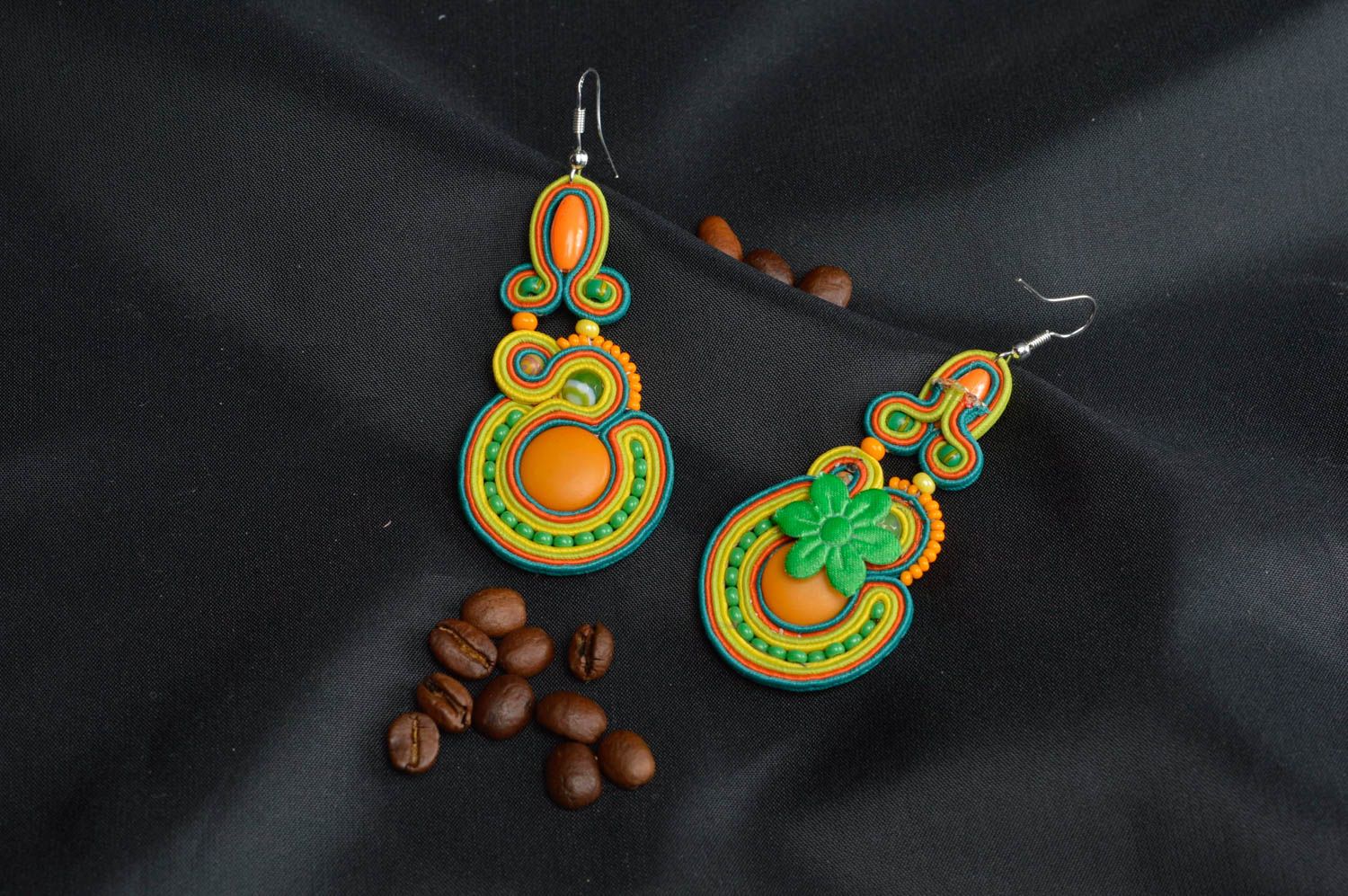 Handmade earrings soutache earrings designer accessory soutache jewelry photo 1