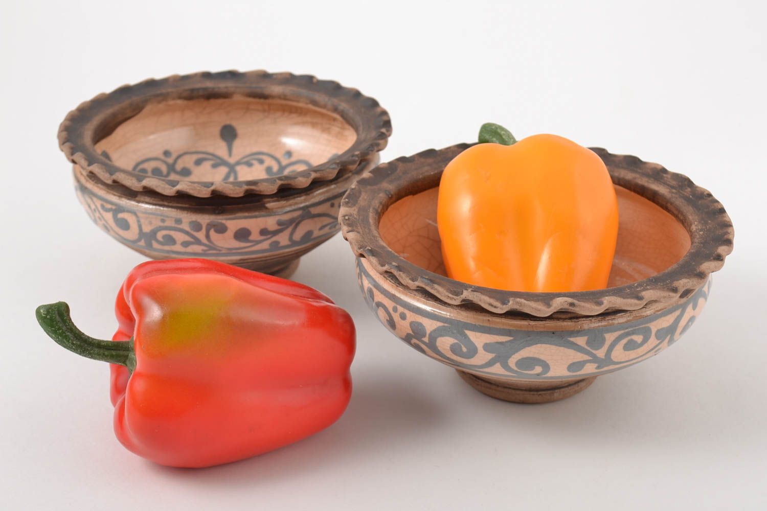 2 platos hondos artesanales de cerámica utensilios de cocina vajillas originales foto 1