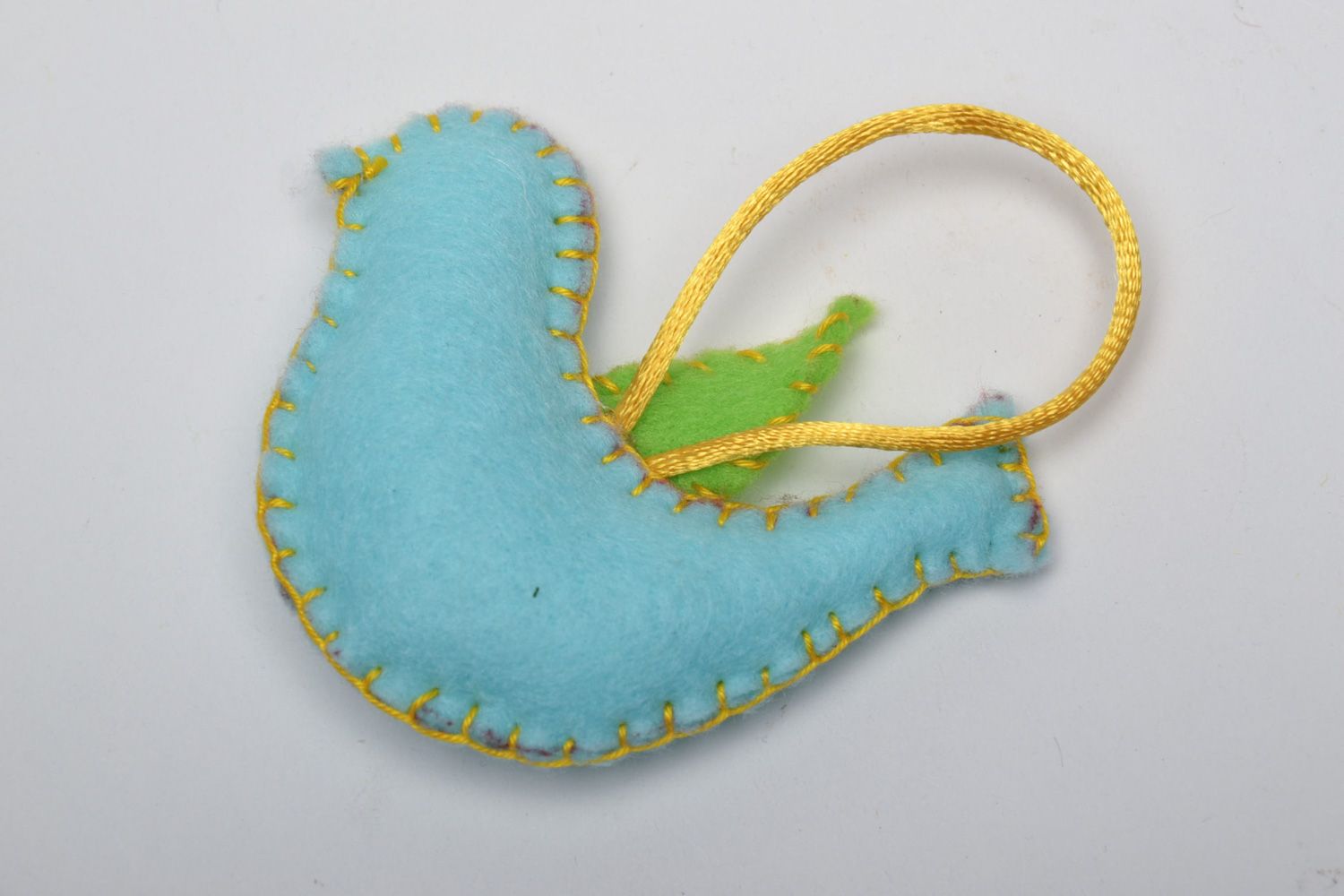 Handmade interior soft toy sewn of fleece in the shape of bird of blue color photo 3