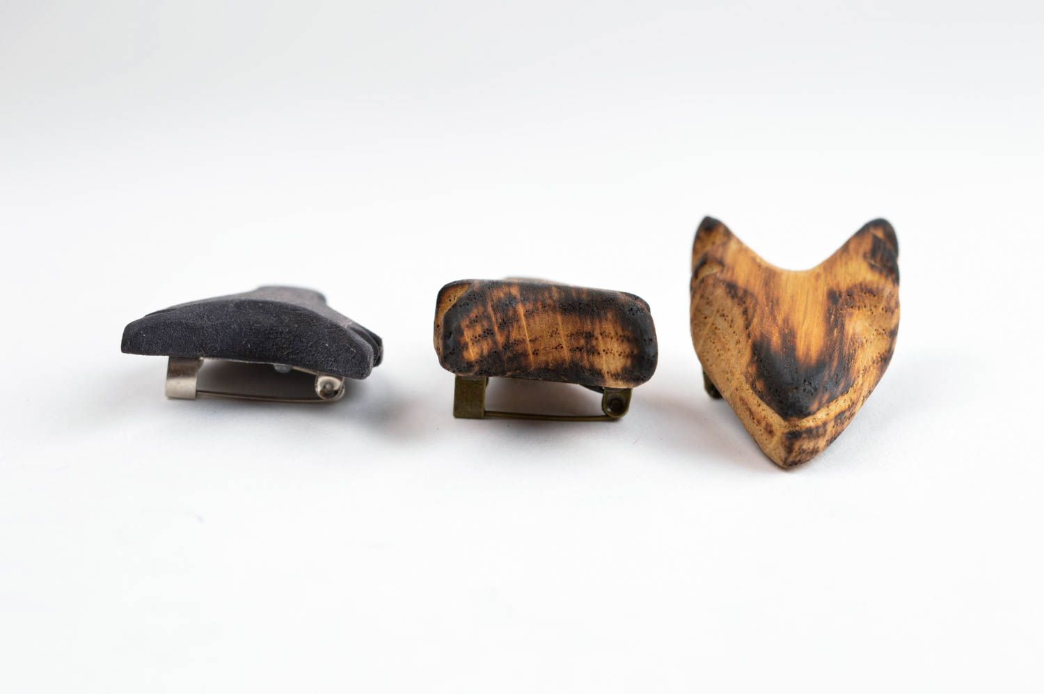 3 broches de madera hechos a mano accesorios de moda regalos originales foto 2