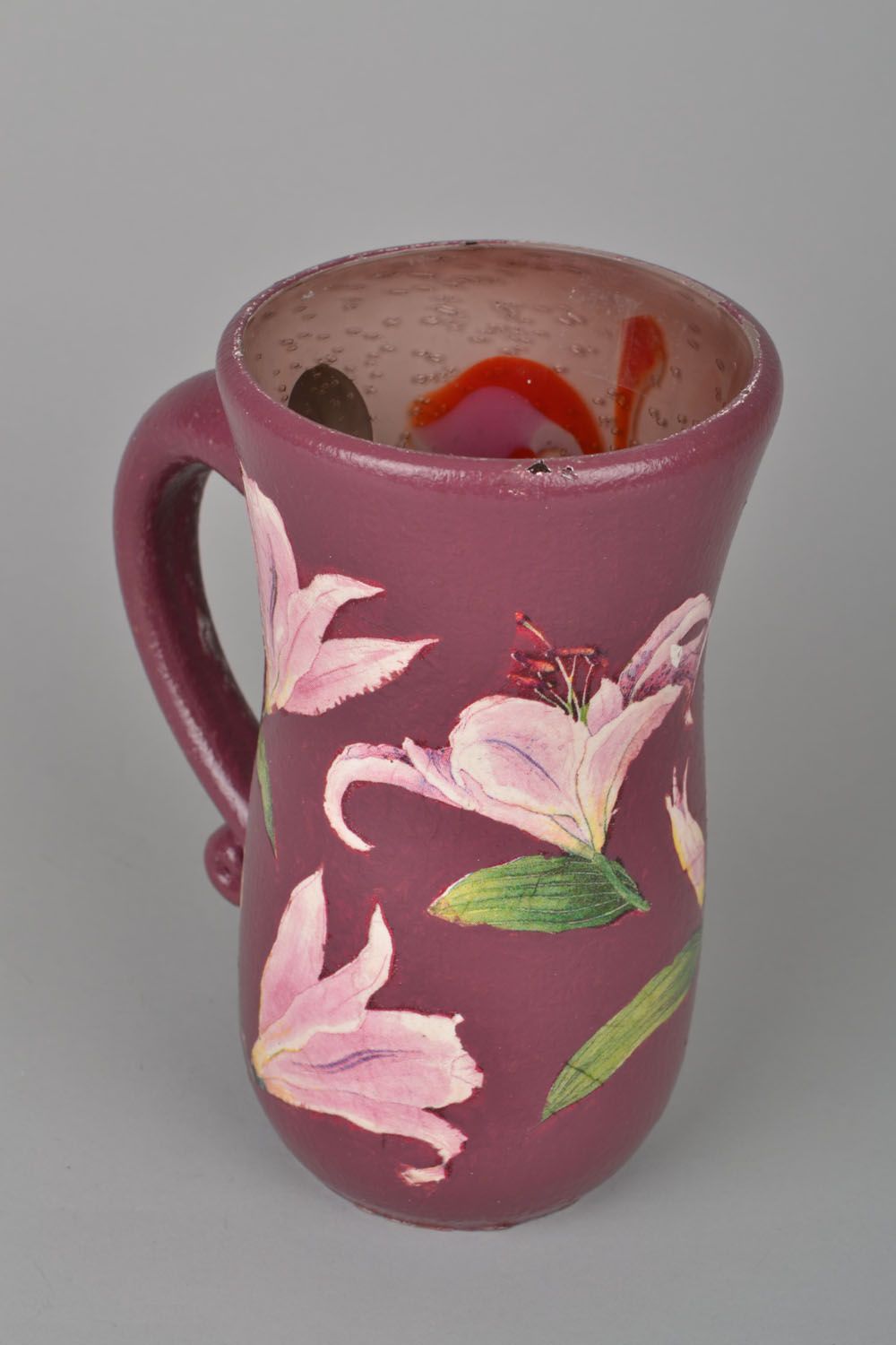 45 oz ceramic water pitcher in lily color and design 2,8 lb photo 5