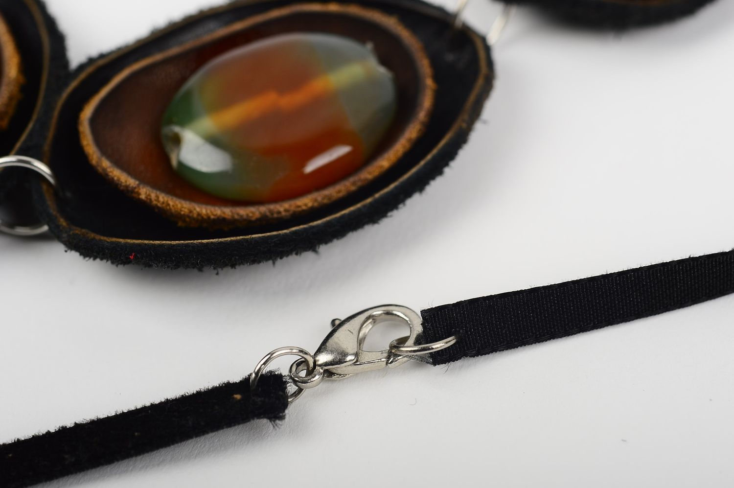 Handmade massive necklace unusual designer accessory stylish leather necklace photo 5