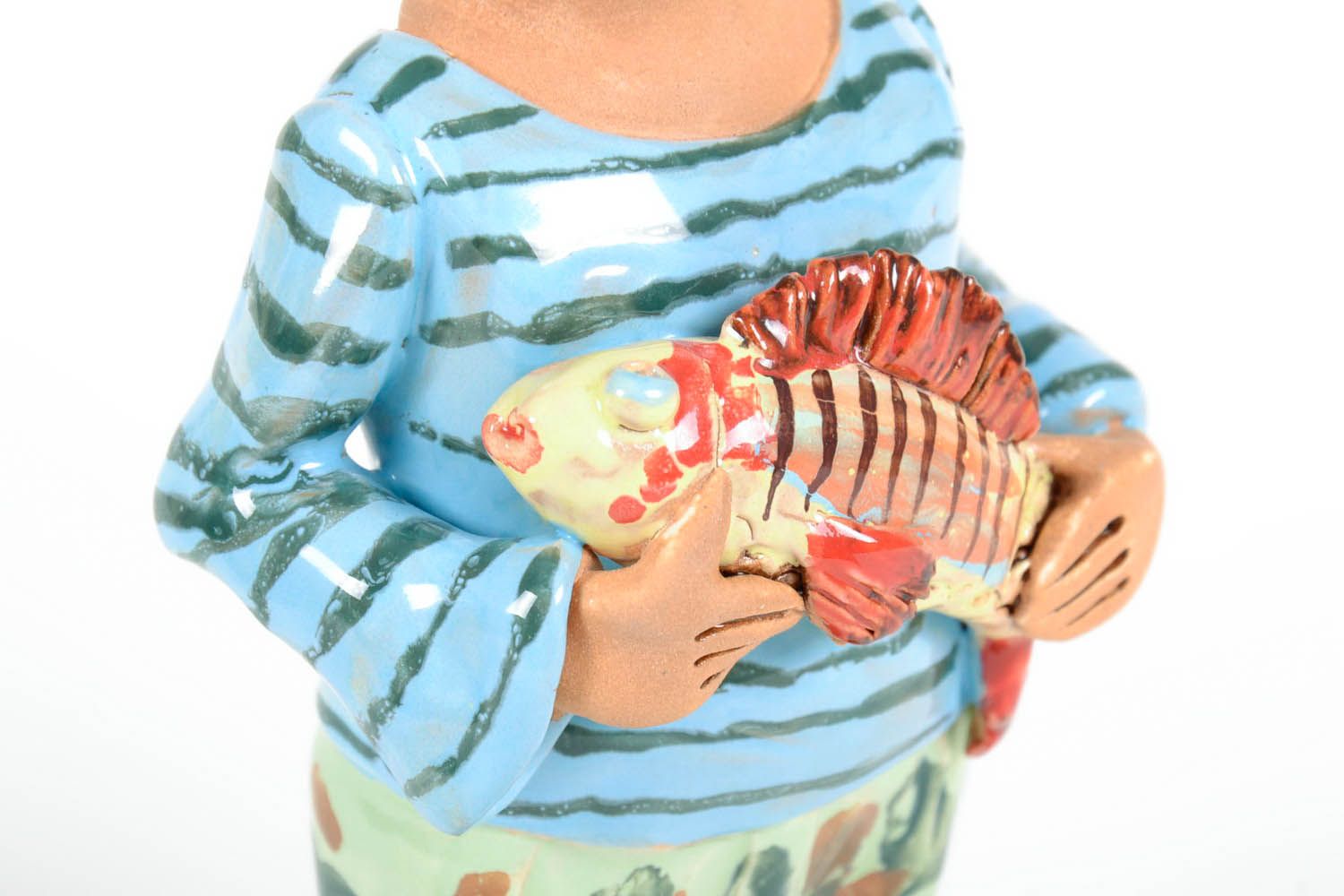 Figurine céramique faite main 'Pêcheur' photo 3