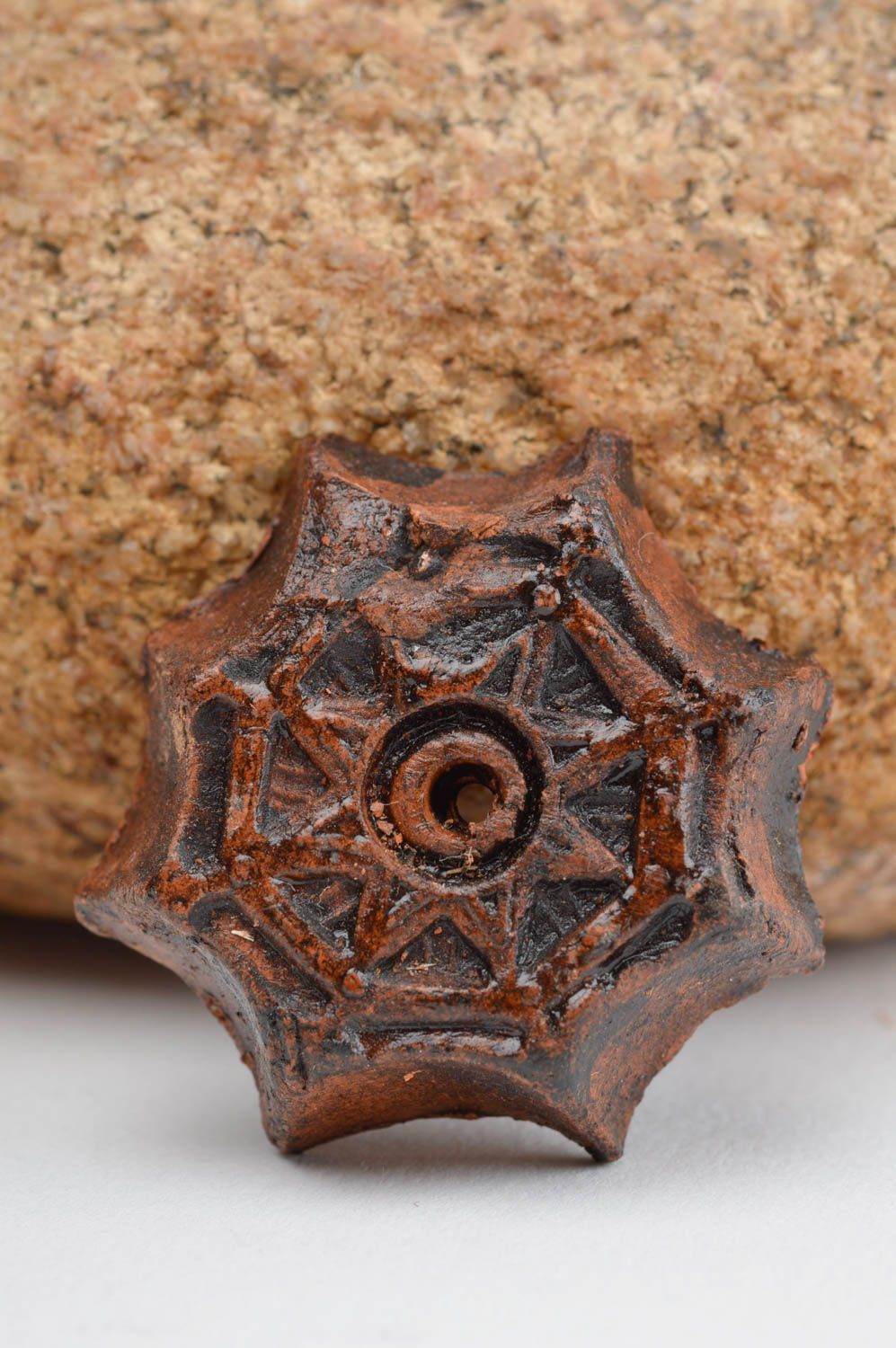 Pendentif céramique Bijou fait main fil d'araignée argile Accessoire original photo 2