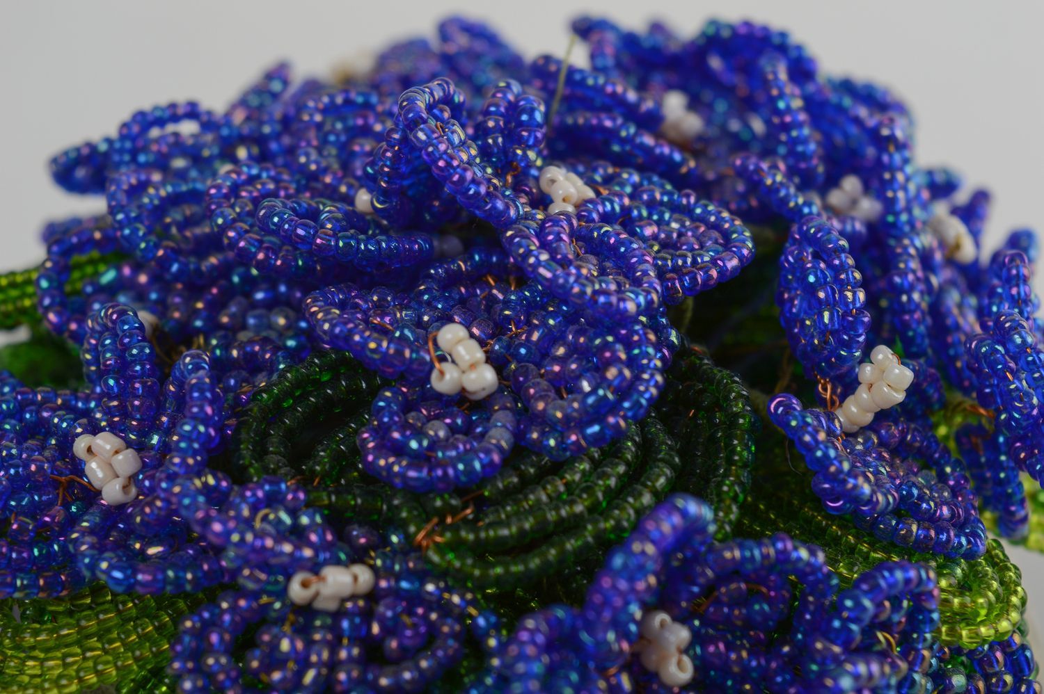 handmade beaded composition unusual apartment decor beaded violets in the pot photo 4