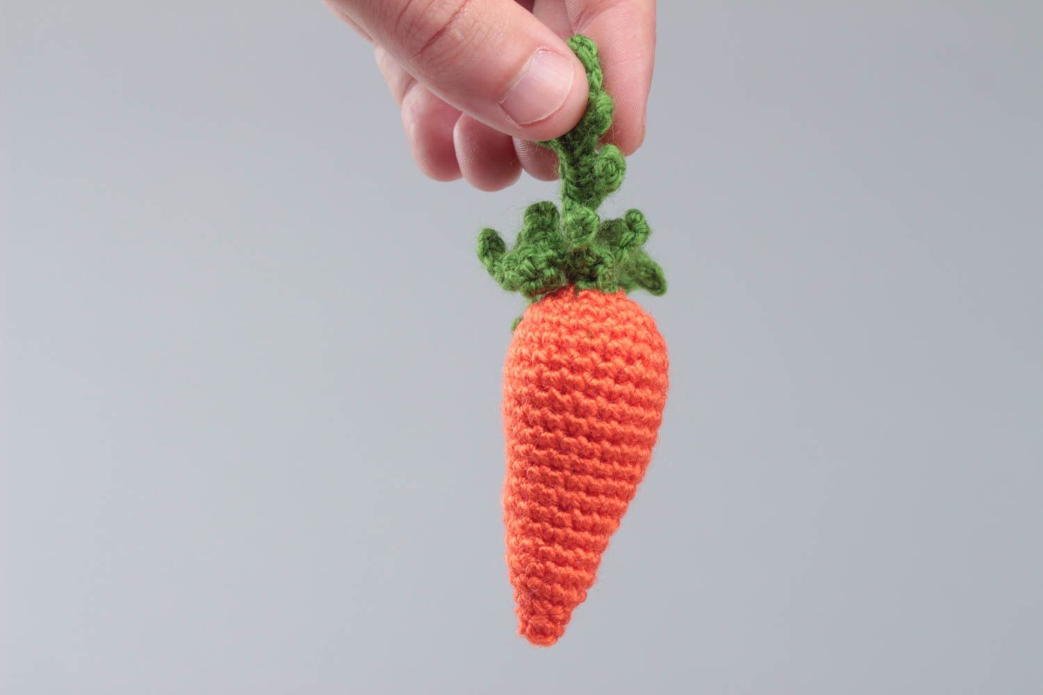 Handmade small acrylic crochet soft toy orange carrot for kids and kitchen decor photo 5