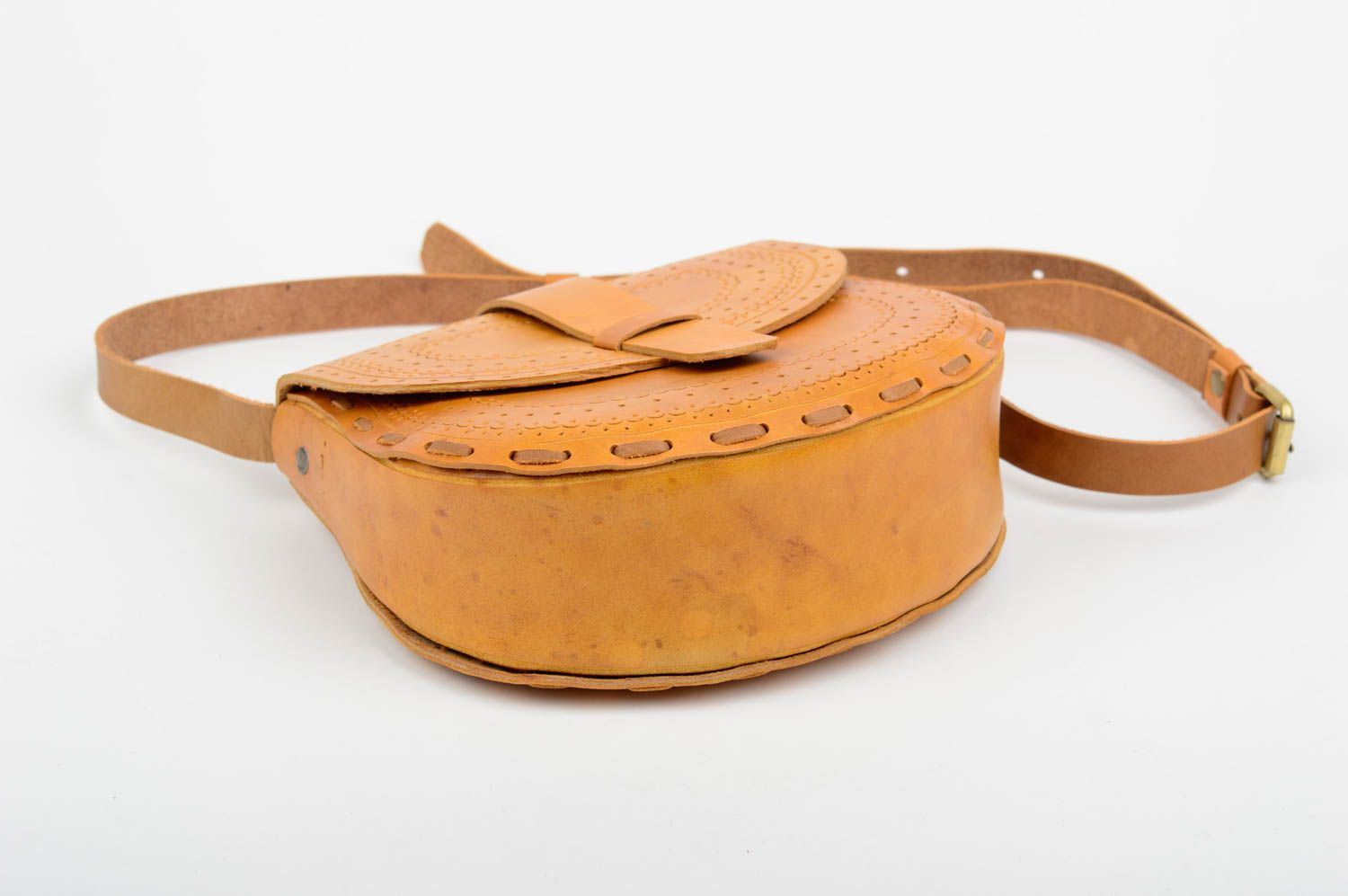 Bolso de cuero natural marrón artesanal regalo original accesorio de moda foto 5