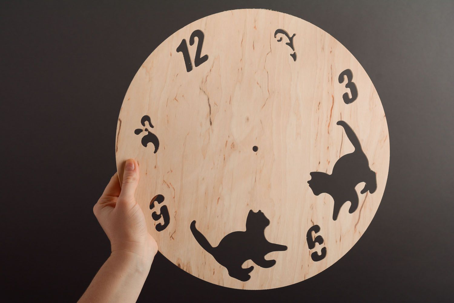 Horloge en bois à décorer Deux chats photo 3