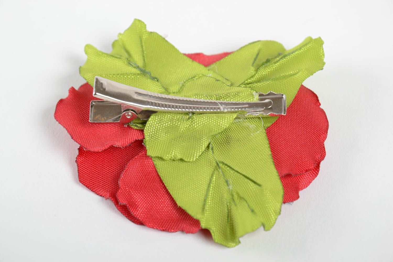 Beautiful handmade ribbon flower hair clip textile barrette flowers in hair photo 3