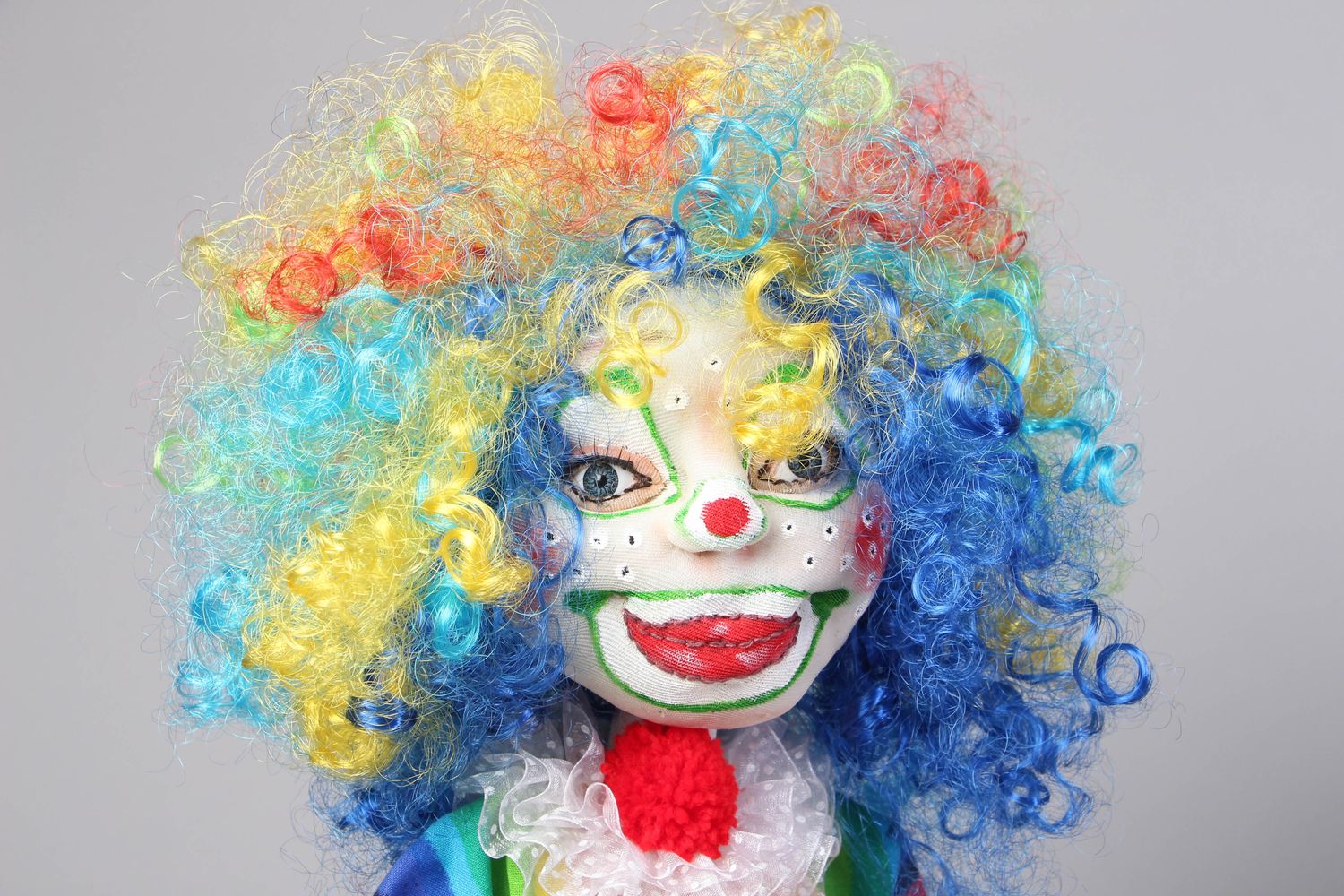 Авторская мягкая кукла на подставке Клоун фото 2