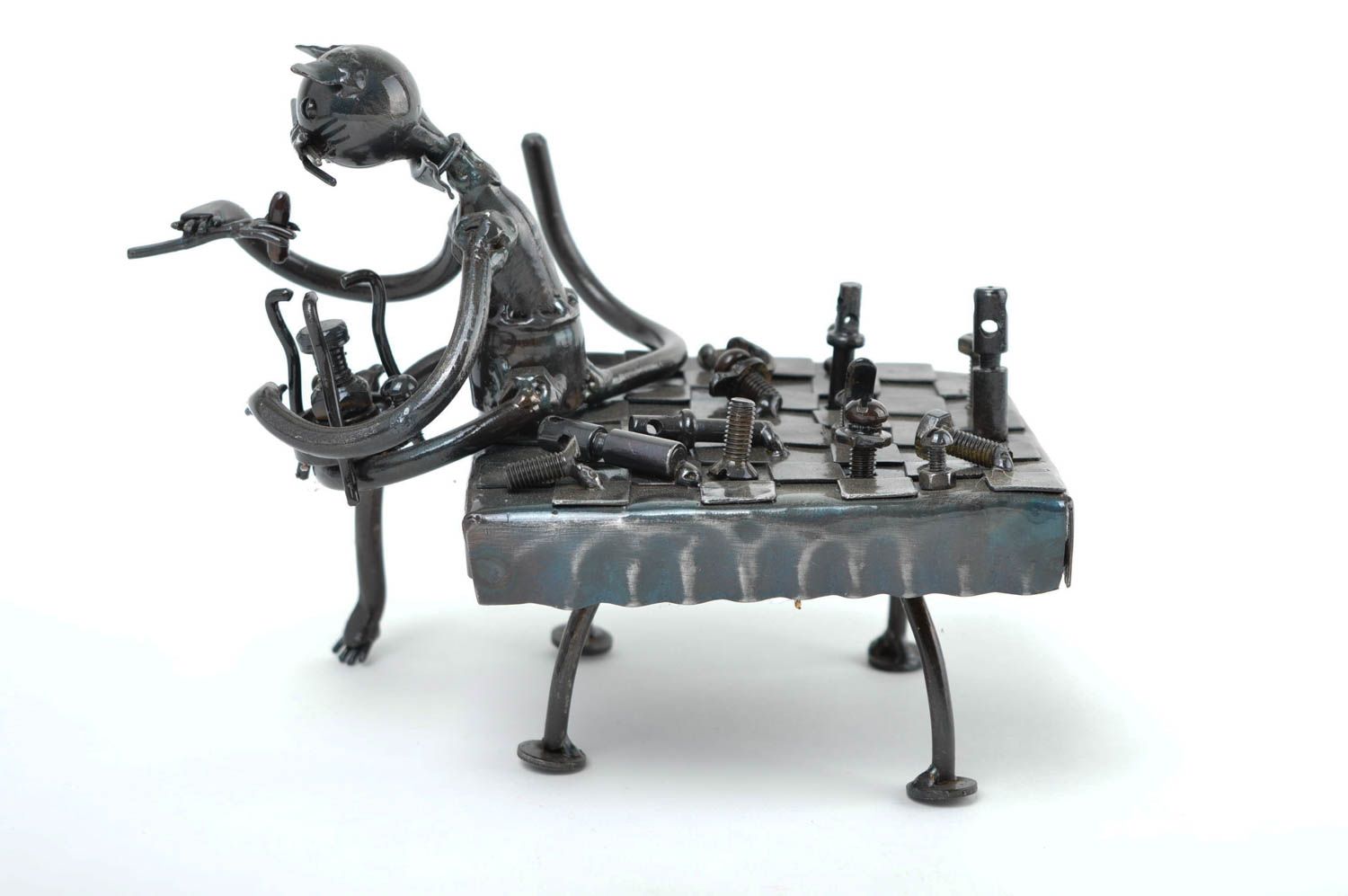 Unusual handmade metal figurine table decor ideas metal craft decorative use photo 3