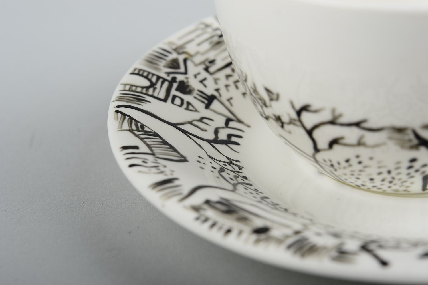 Кофейная чашка с блюдцем ручной работы кофейная посуда с росписью набор посуды фото 5