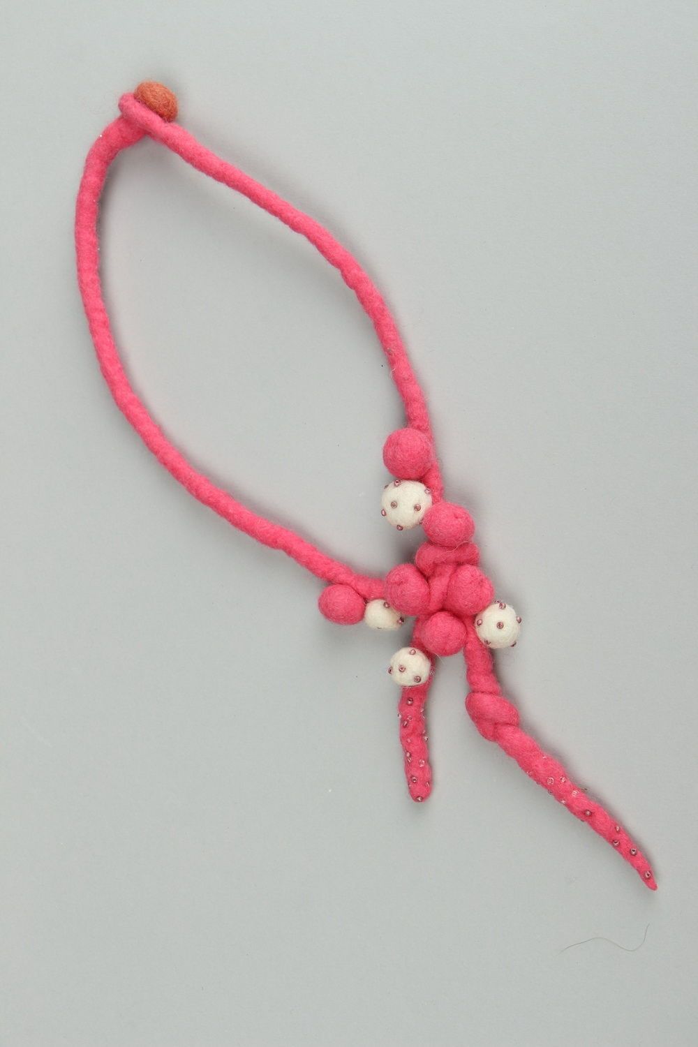 Woolen necklace with beads Raindrops photo 1