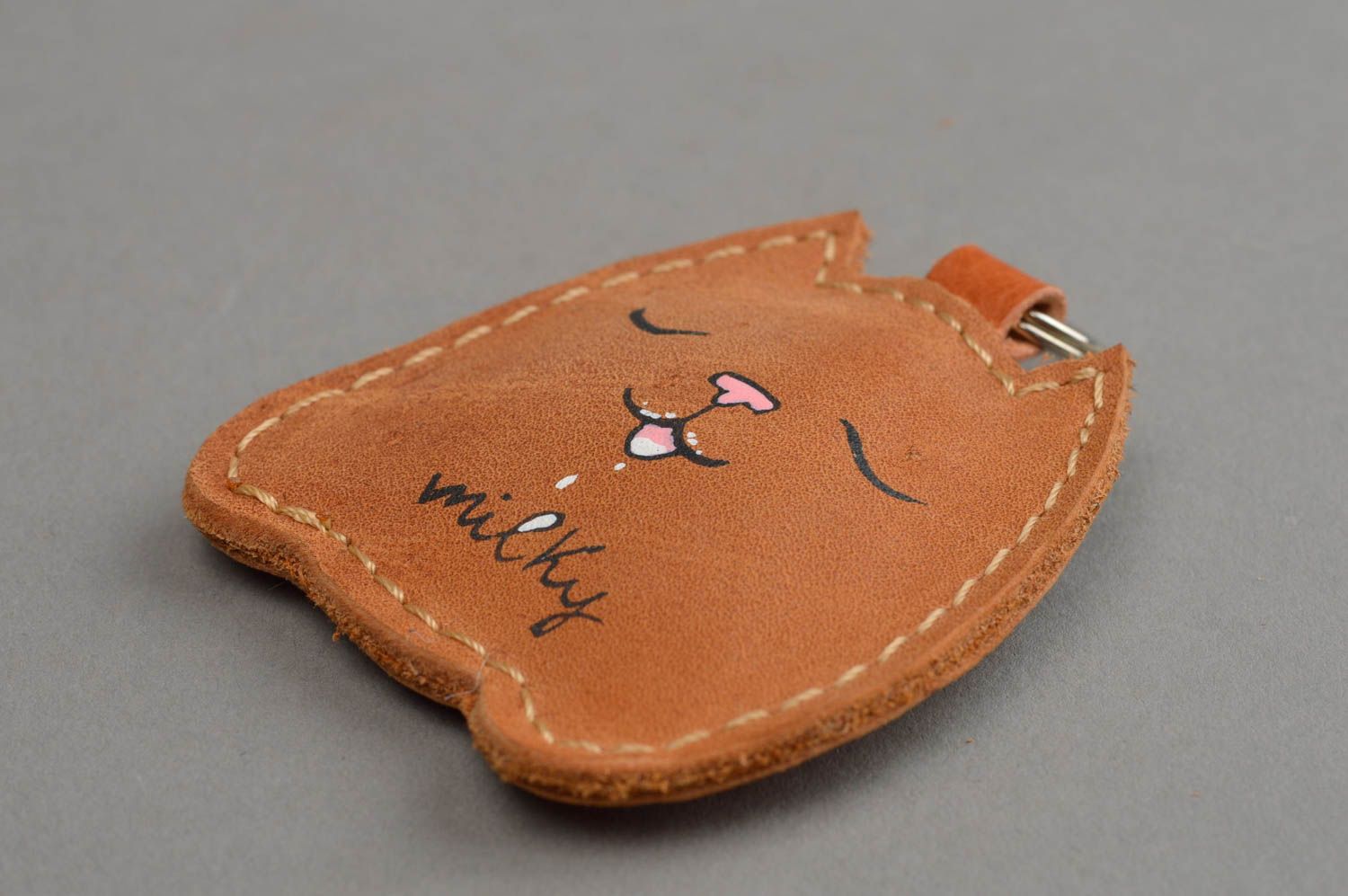 Beautiful funny handmade leather keychain leather handicrafts gifts for her photo 3