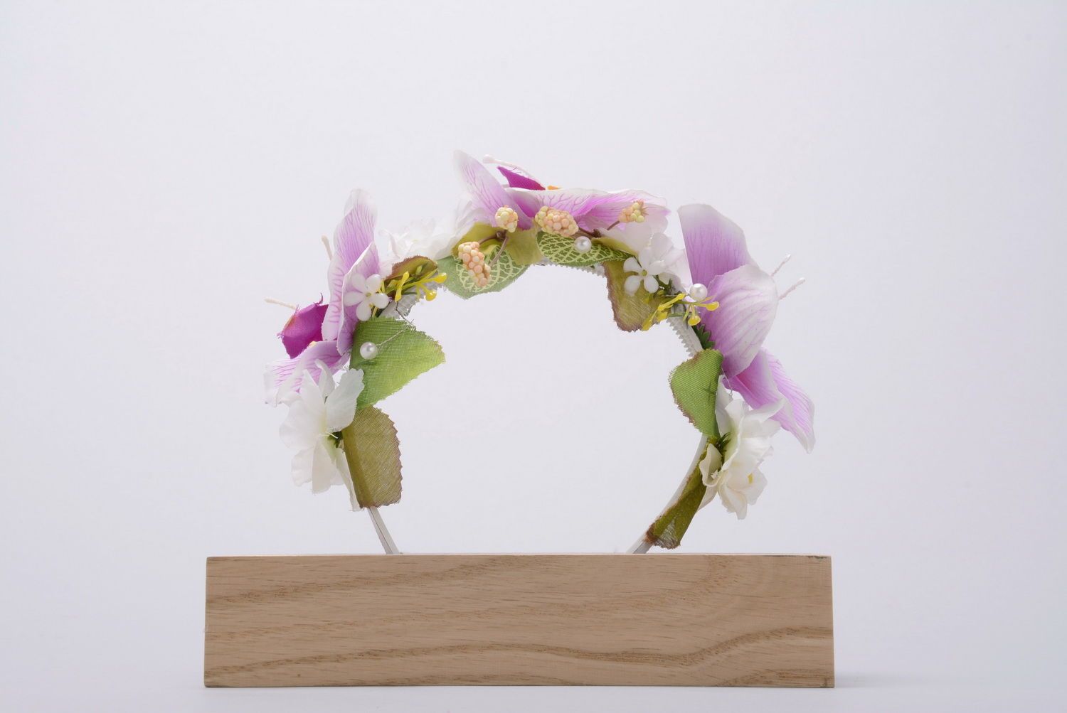 Serre tête fleurs fait main Orchidée photo 5