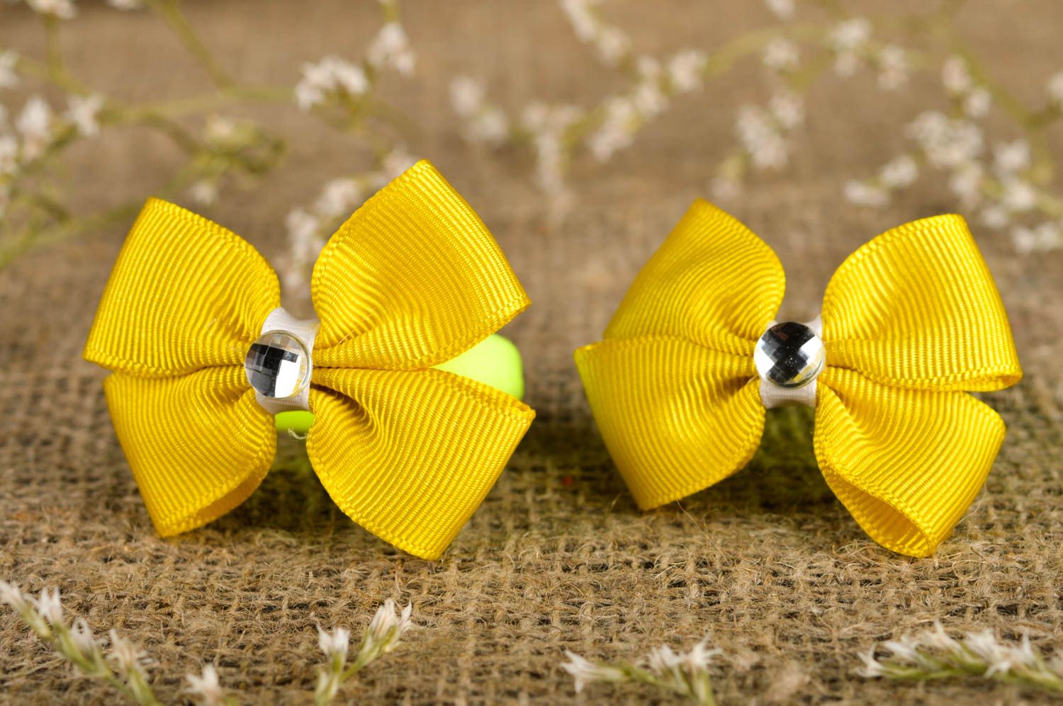 Gomas para el pelo amarillas artesanales accesorios para niñas regalo original foto 1