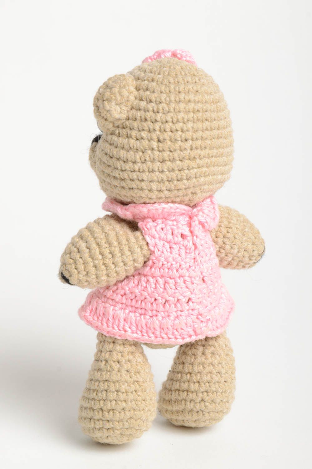 Cute crocheted bear stylish handmade soft toy unusual present for kids photo 4
