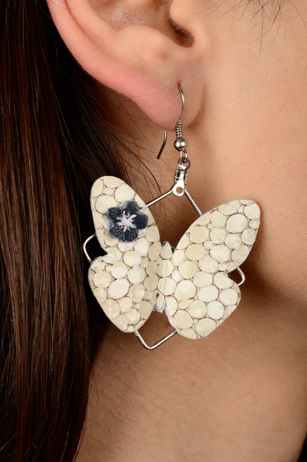 Handmade Leder Ohrringe Damen Schmuck Accessoire für Frauen ausgefallen  foto 2