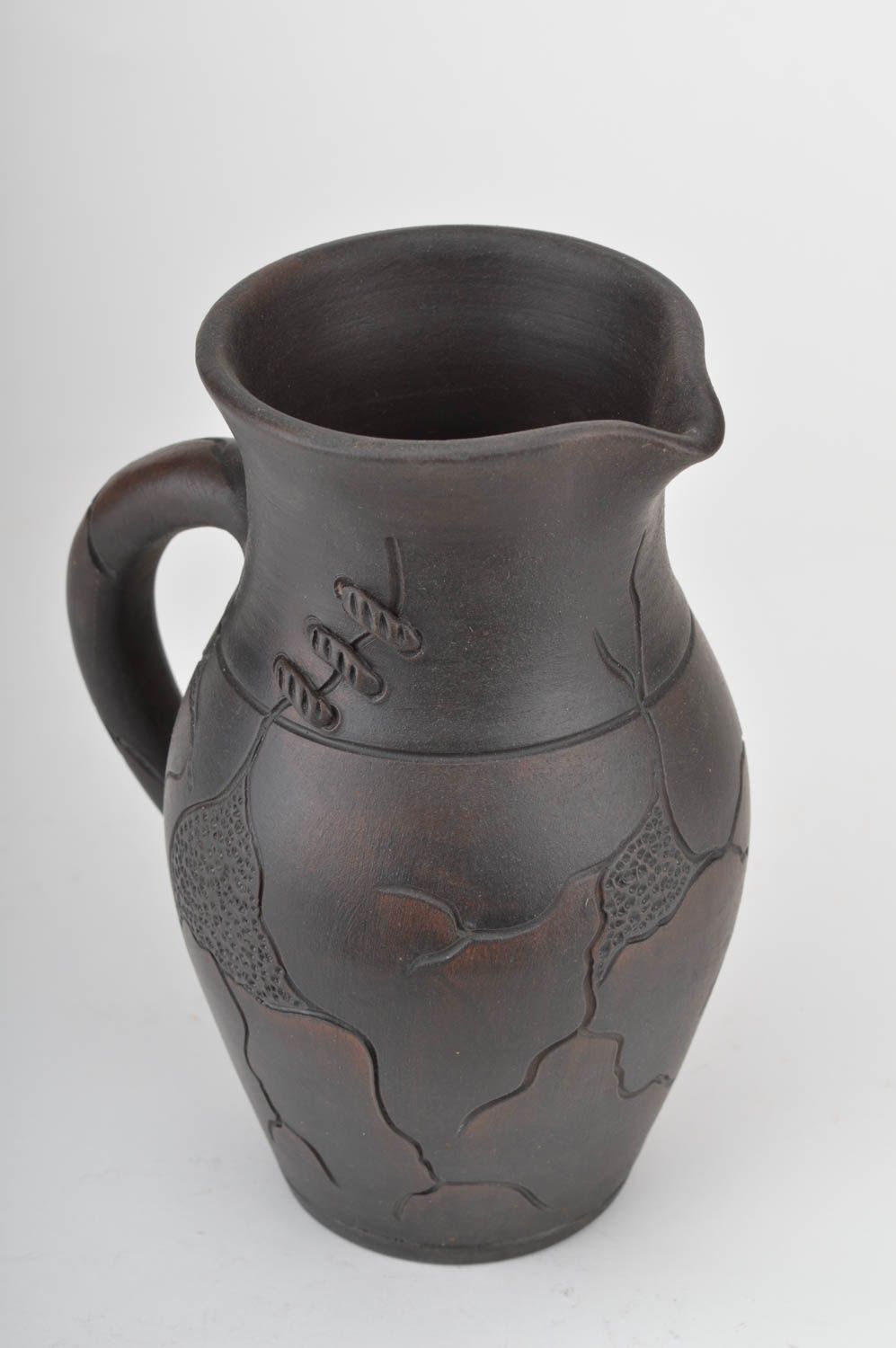 60 oz ceramic water jug with handle in dark brown color 2 lb photo 5