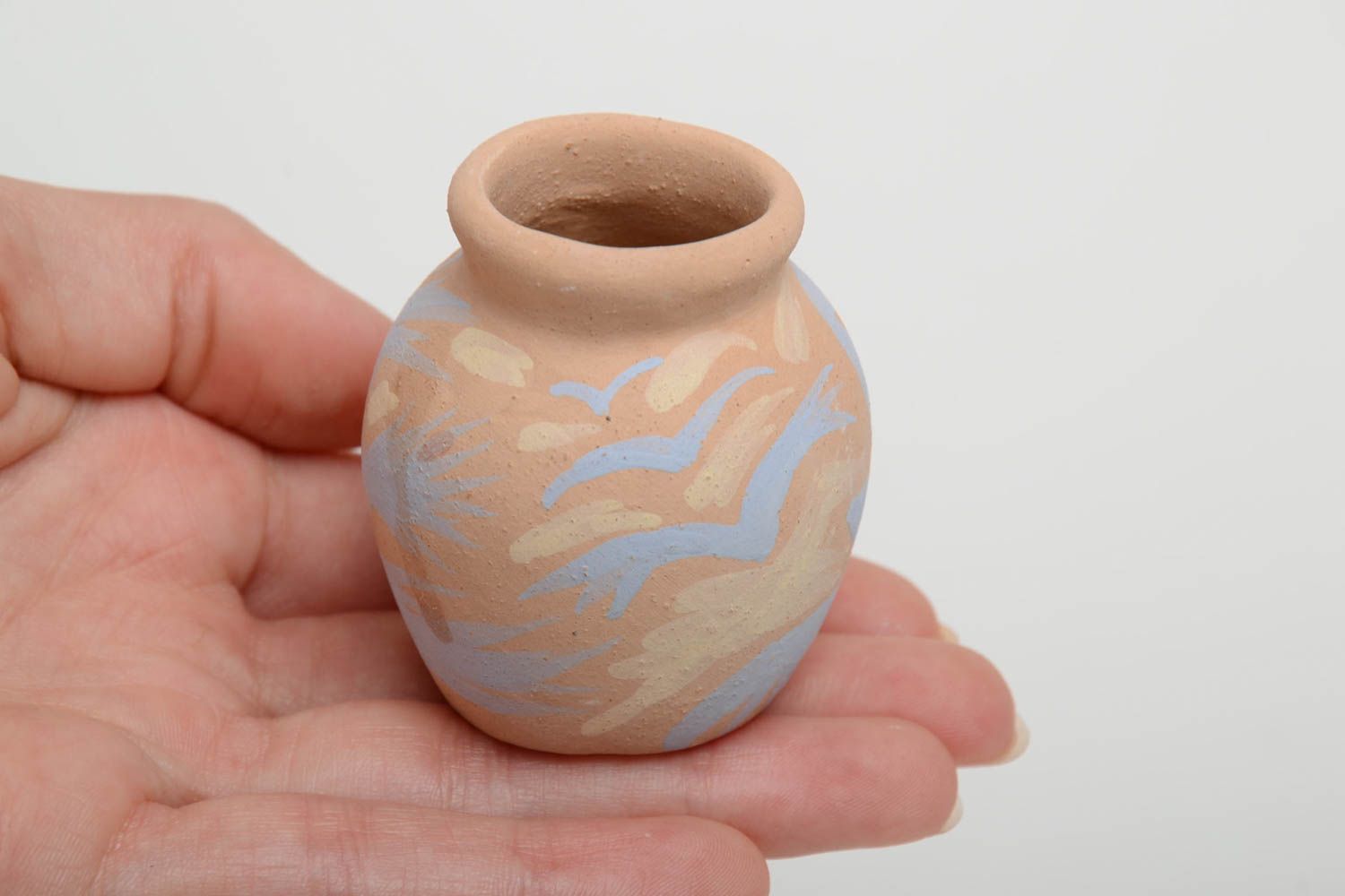 Small handmade clay 2 inches tall pitcher 0,02 lb photo 4