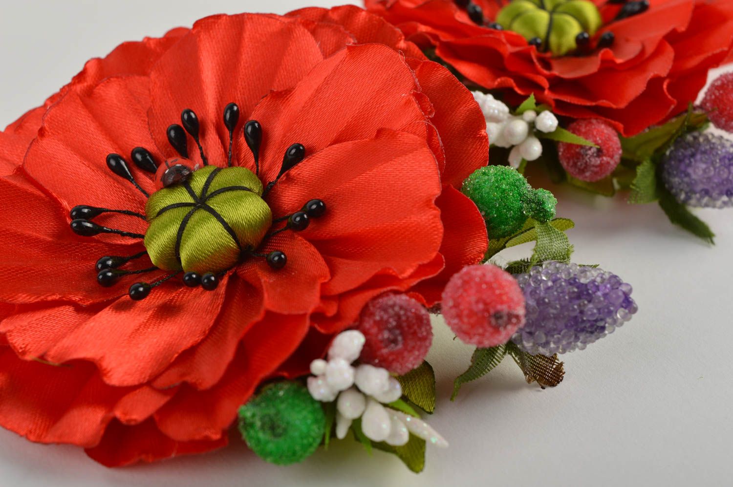 Blume Haarspangen handgemachte Schmucke Accessoires für Mädchen 2 Stück foto 5
