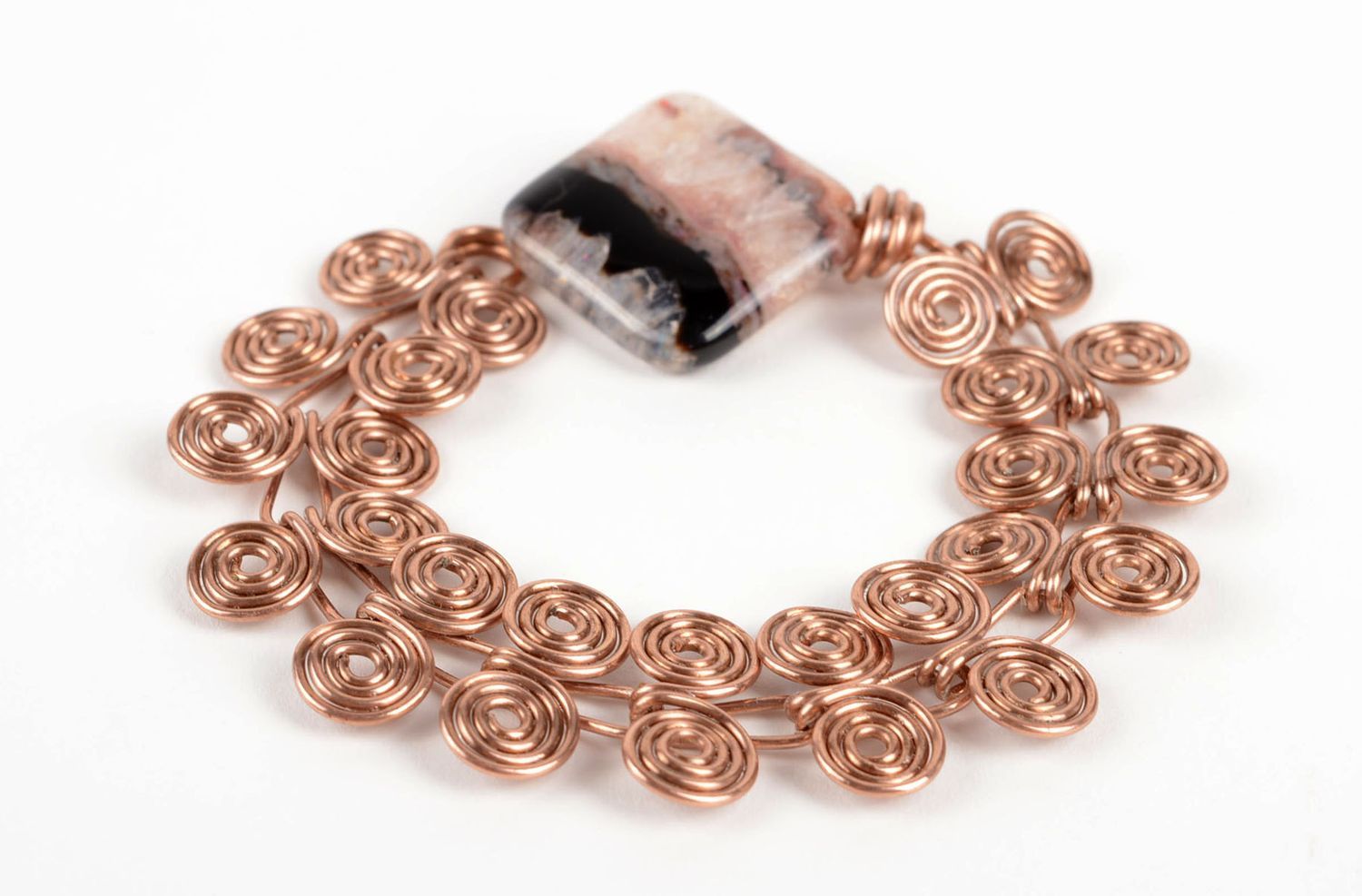 Bracelet fantaisie Bijou fait main en cuivre et agate Cadeau pour femme photo 2