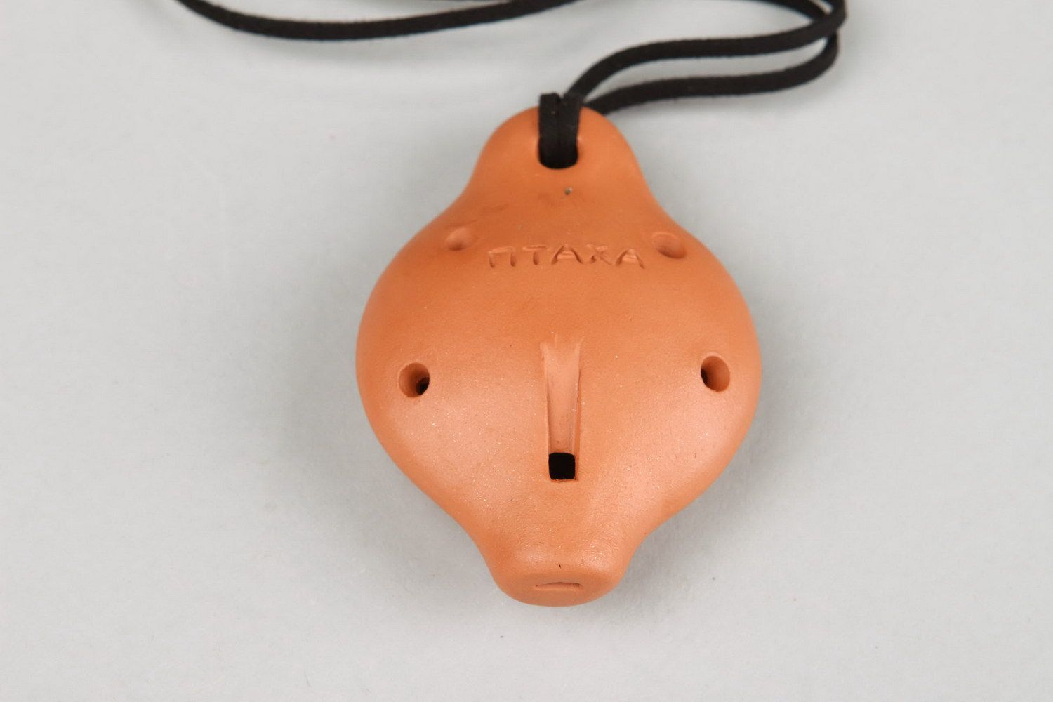 Ceramic tin whistle pendant with flower photo 3