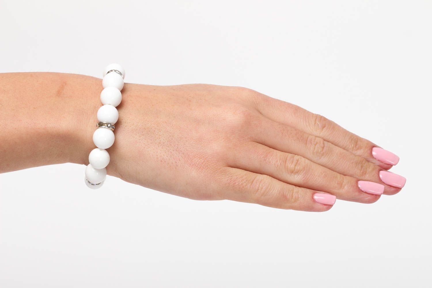 Bracelet en pierres Bijou fait main Accessoire mode Cadeau femme blanc photo 5