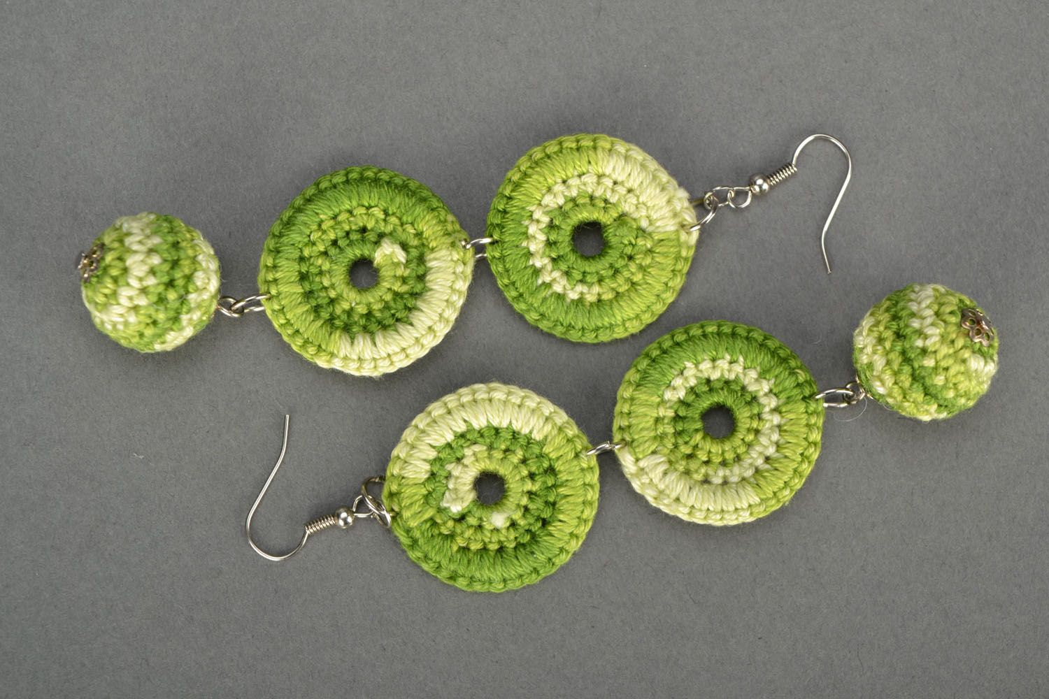 Green crochet earrings photo 3