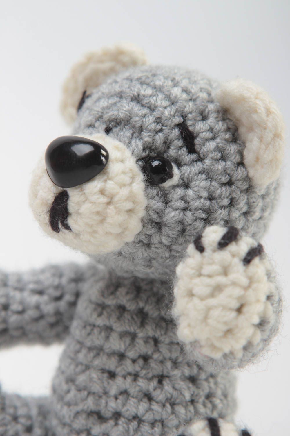Игрушка мишка вязаная игрушка ручной работы вязаная игрушка медведь серый фото 3