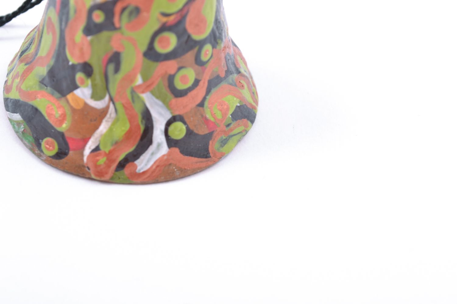 Petite cloche terre cuite multicolore peinte de colorants acryliques faite main photo 3