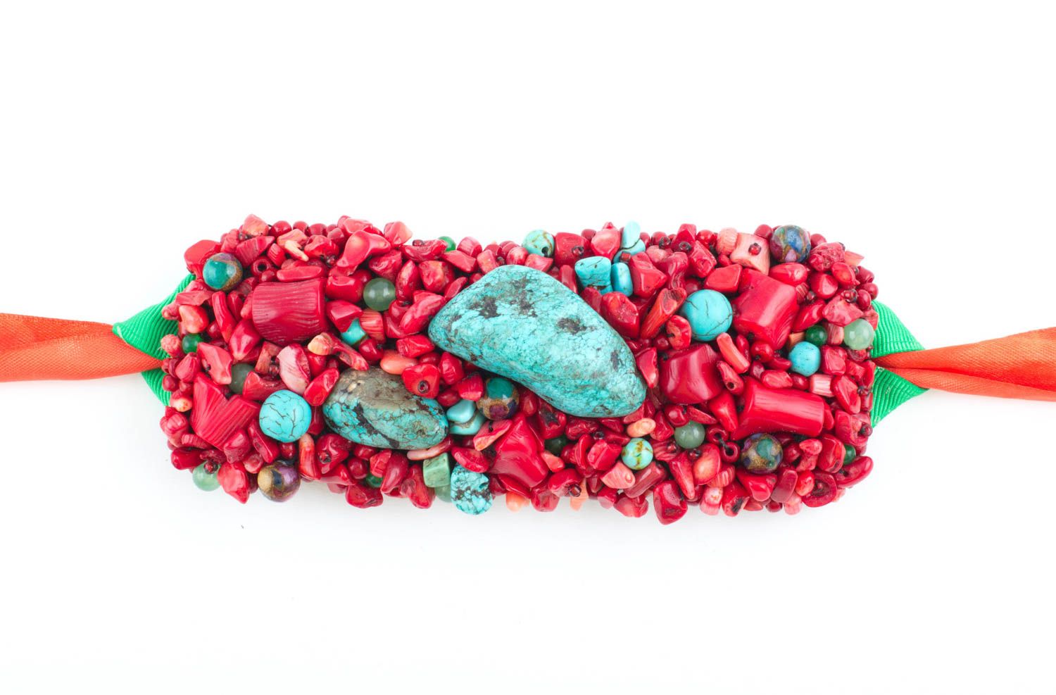 Браслет ручной работы женское украшение из говлита и коралла красивый браслет фото 4