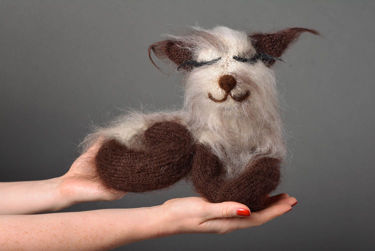 Peluche chat faite main Jouet tricot en fils de laine Cadeau pour enfant photo 3