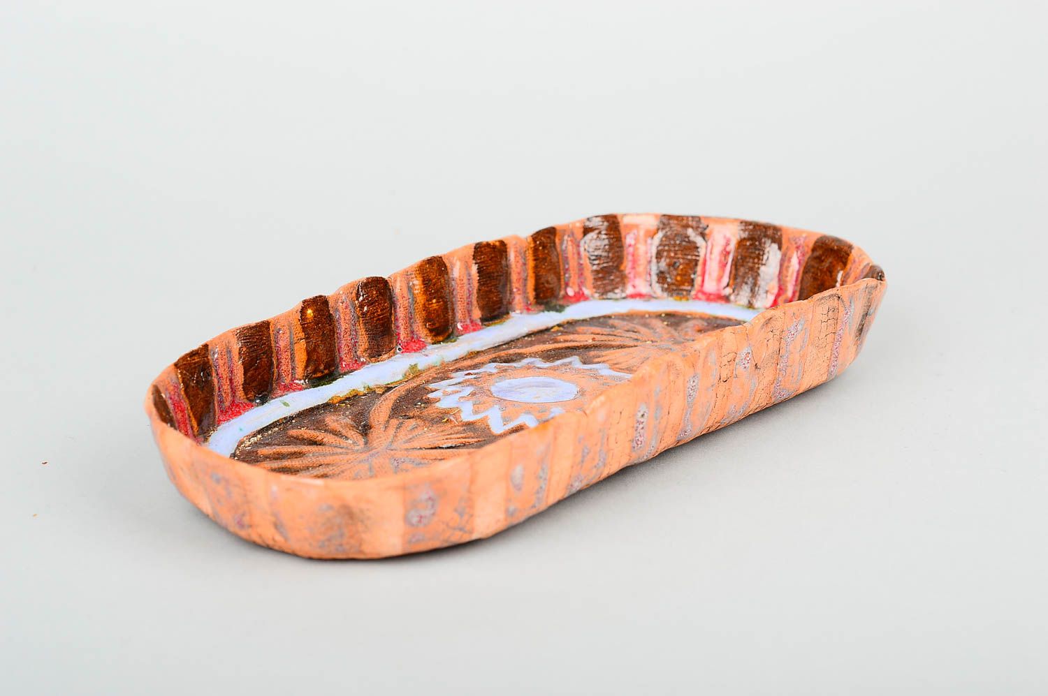 Керамическая тарелка хэнд мэйд глиняная посуда расписная тарелка необычная фото 1