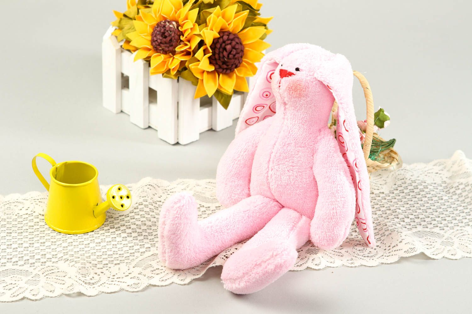 Игрушка заяц ручной работы детская игрушка из ткани розовая мягкая игрушка фото 1