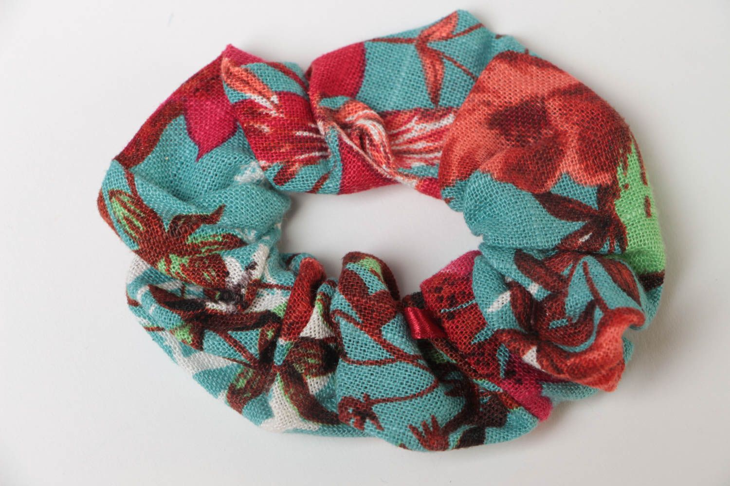 Handmade fabric decorative hair band in blue and red color combination photo 2