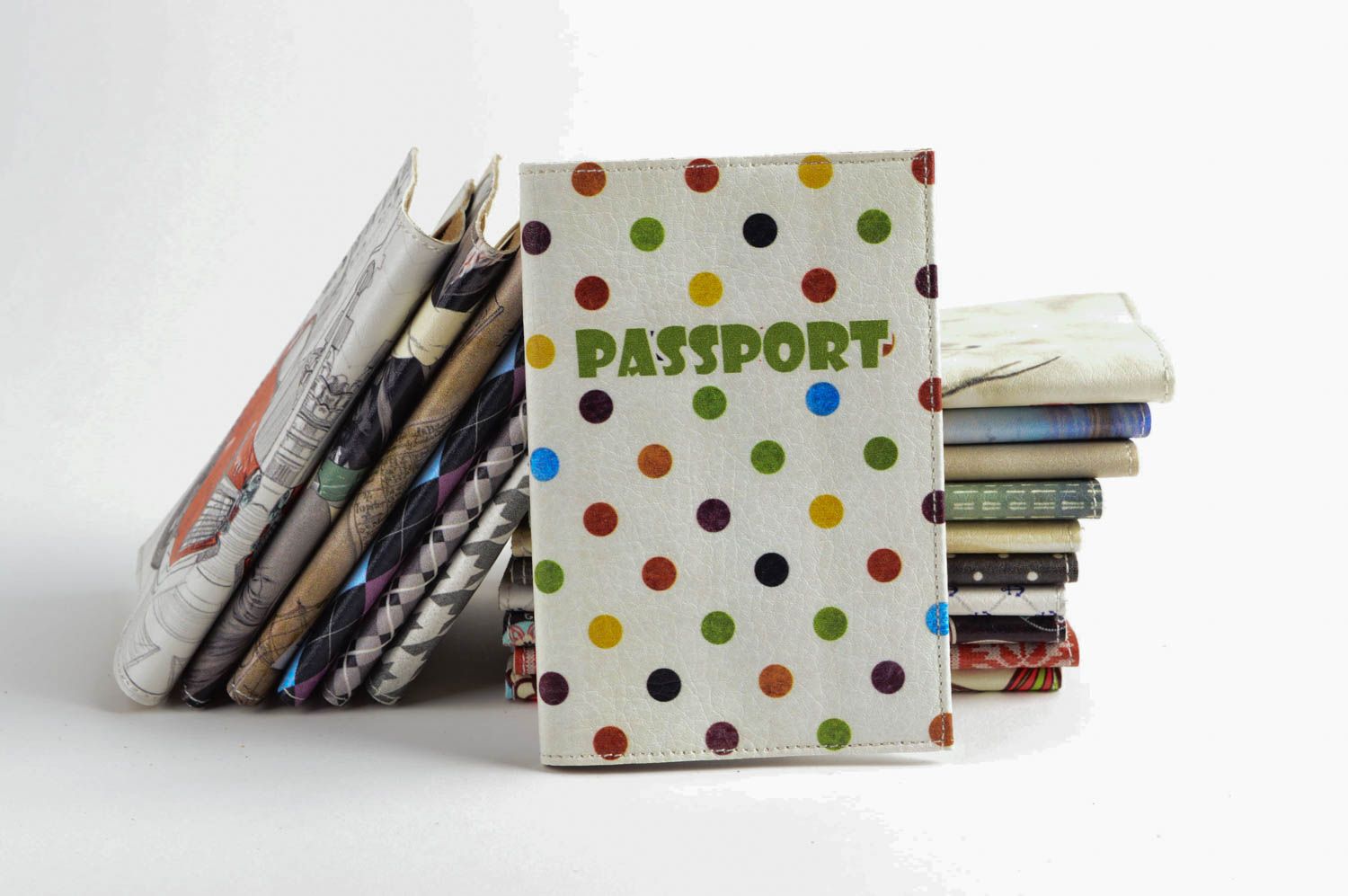 Printed passport cover handmade leather cover for passport case for documents photo 1