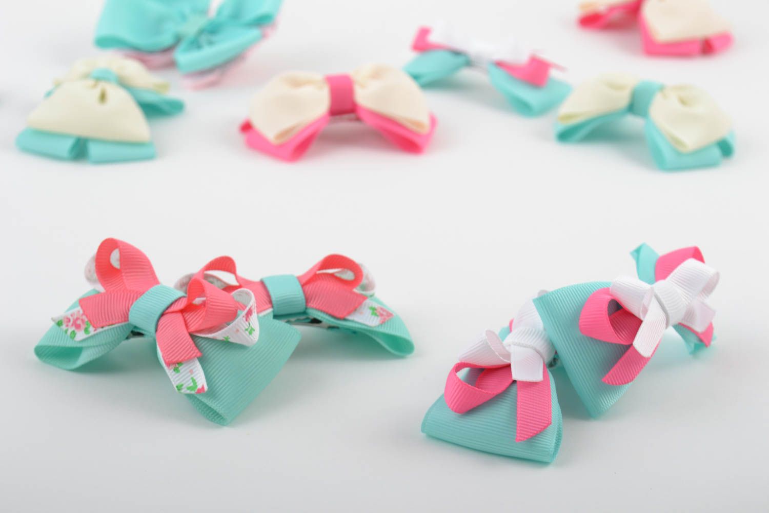 Set of 2 hair bows for girls handmade hair accessories fashion jewelry  photo 1