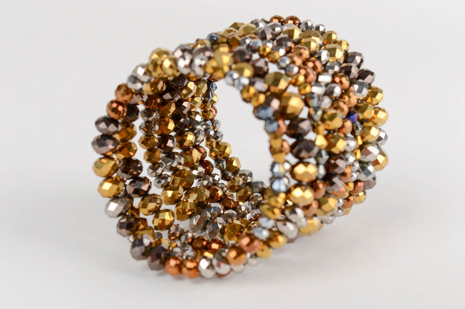Handmade mehrreihiges Armband mit Kristall Perlen für einfarbiges Abendkleid foto 3