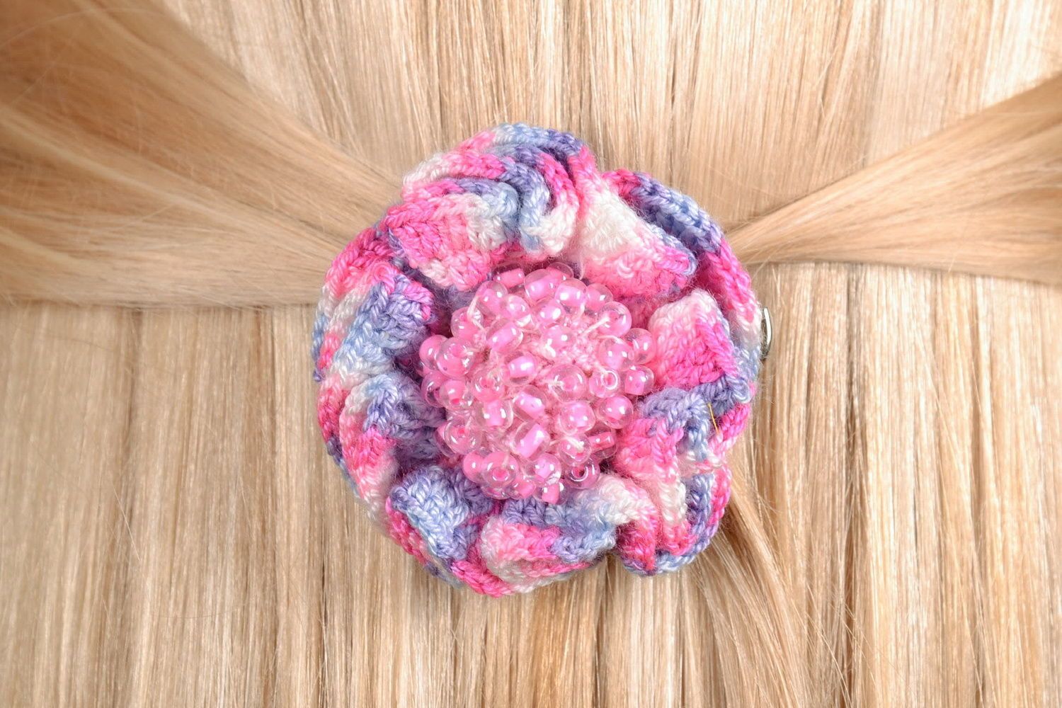 Knitted brooch-hairpin Flower photo 4