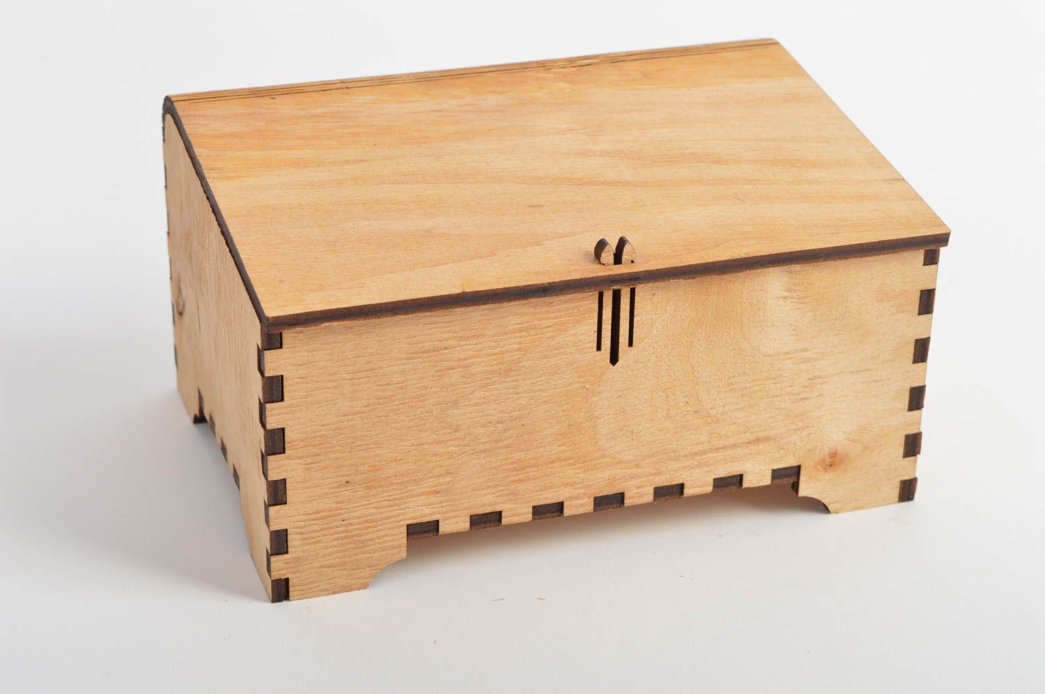 Beautiful blank for creative work jewelry box with lid handmade plywood decor photo 2