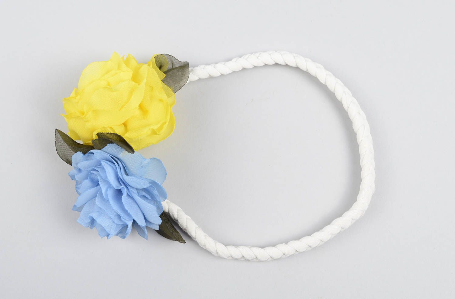Аксессуар для волос handmade повязка для девочки желто-голубая повязка для волос фото 4