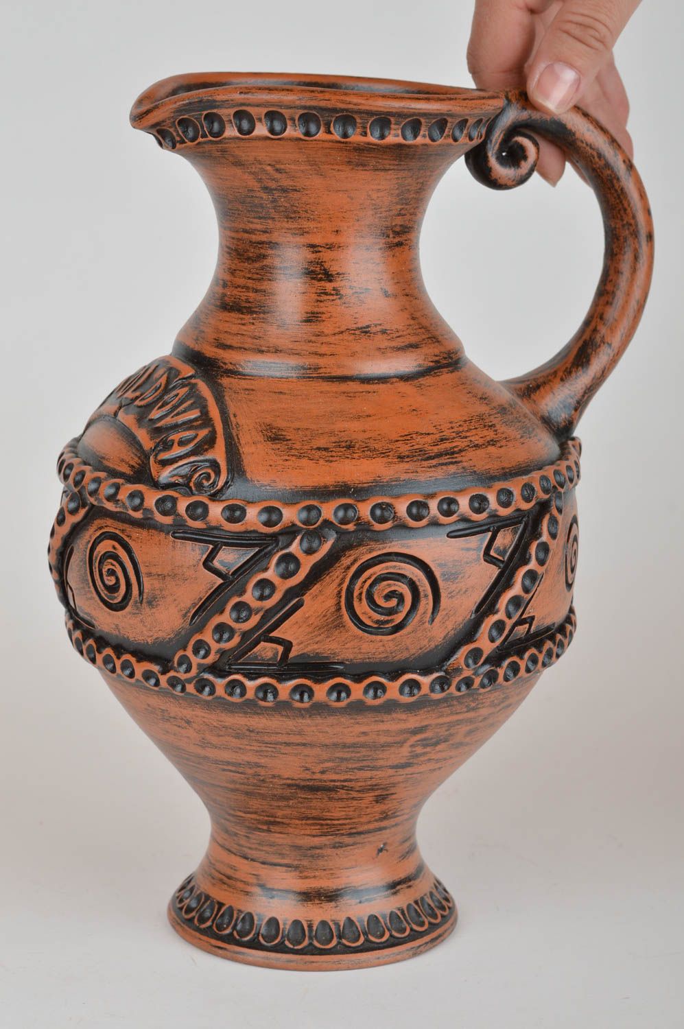 60 oz ceramic water amphora jug with handle and Greek décor 3,25 lb photo 3