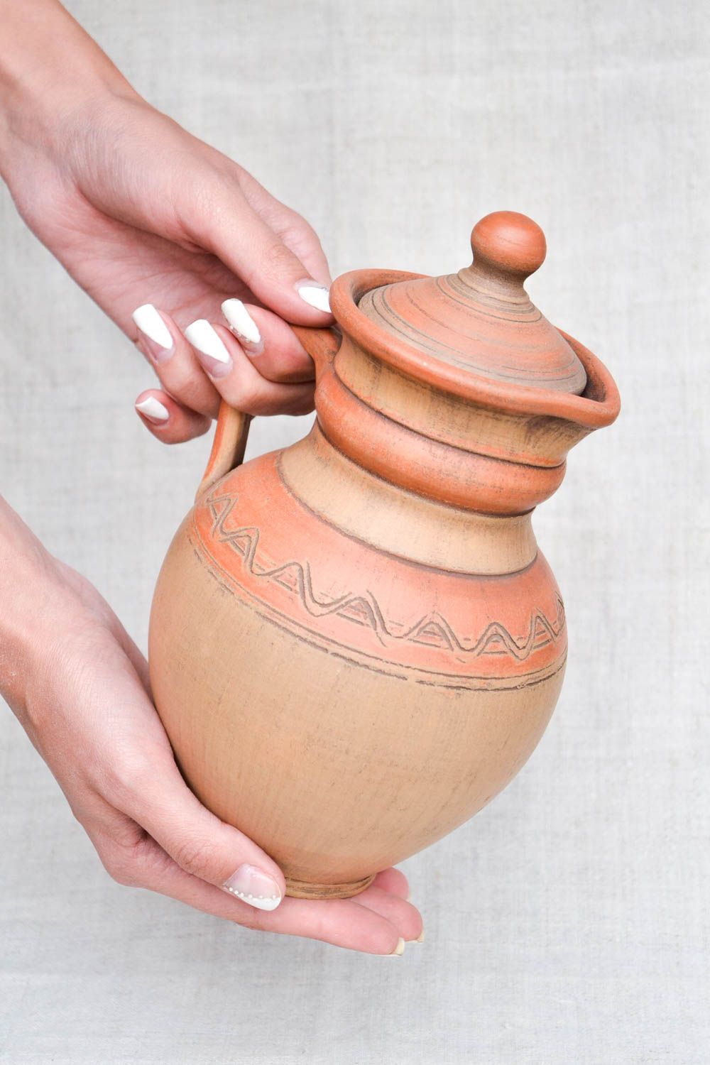 Handmade Küchen Deko Keramik Karaffe originelles Geschenk Geschirr aus Keramik foto 2