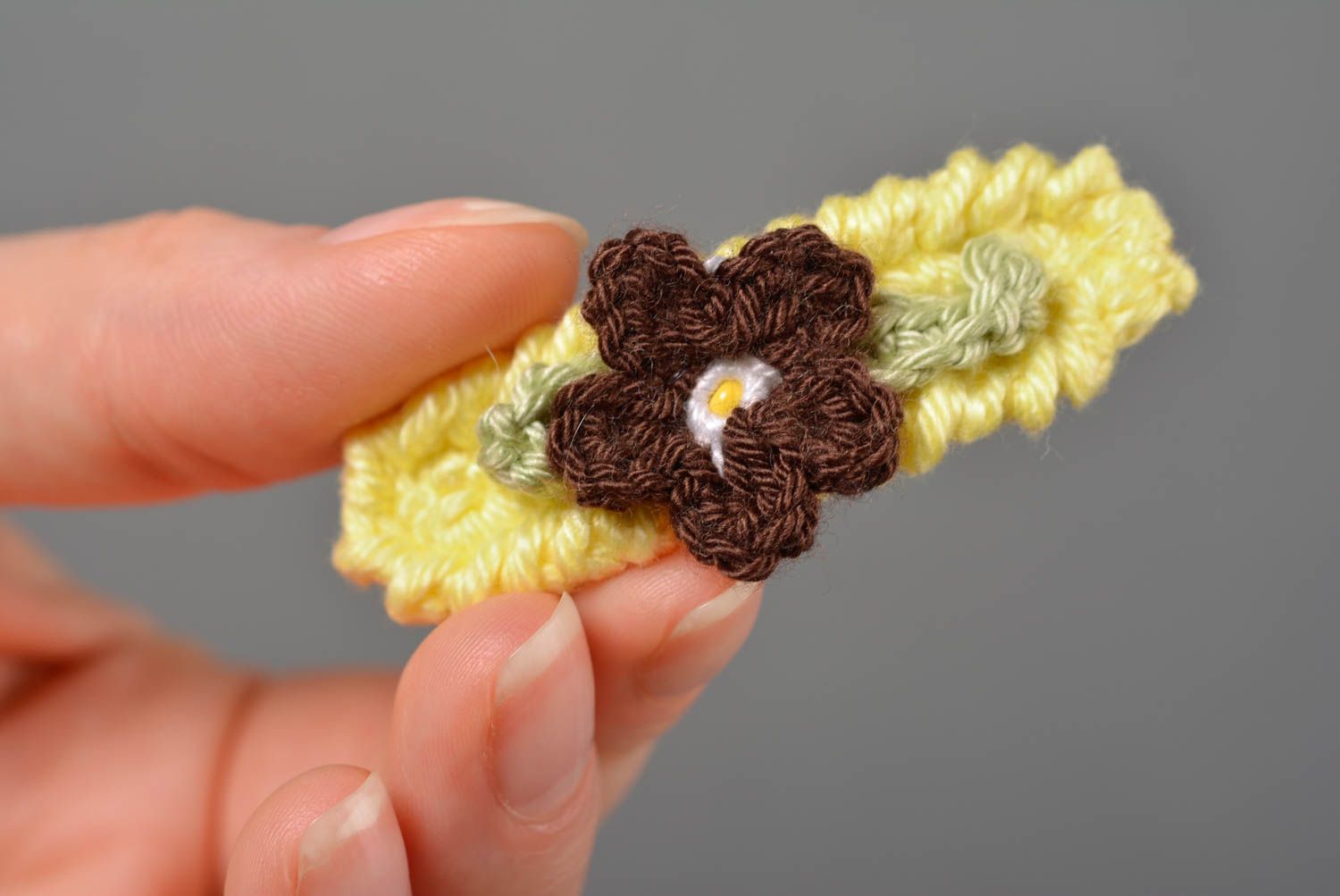 Handmade accessory for hair crocheted hair clip flower hair clip women fashion photo 3
