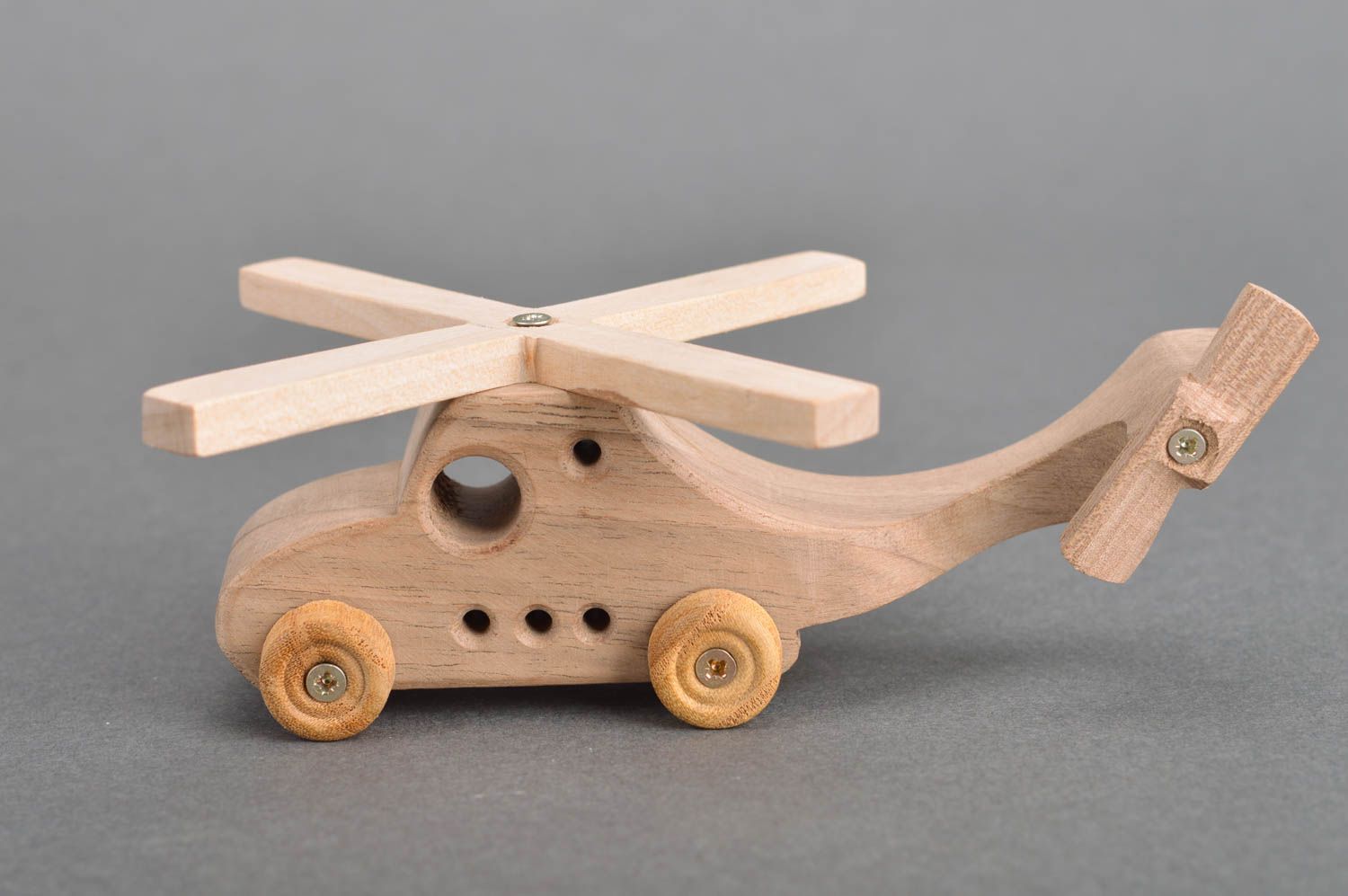 Unusual handmade children's wooden toy helicopter for children over 6 years old photo 2