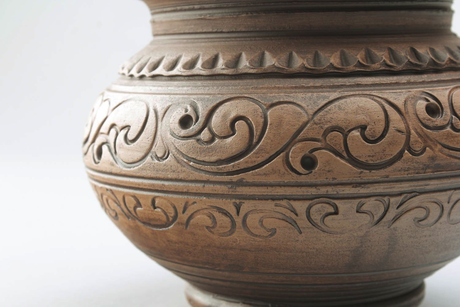 Handgemachter beige Topf aus Keramik foto 5