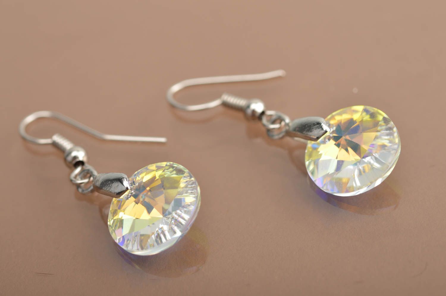 Unique handmade crystal earrings designer bijouterie present for woman photo 2