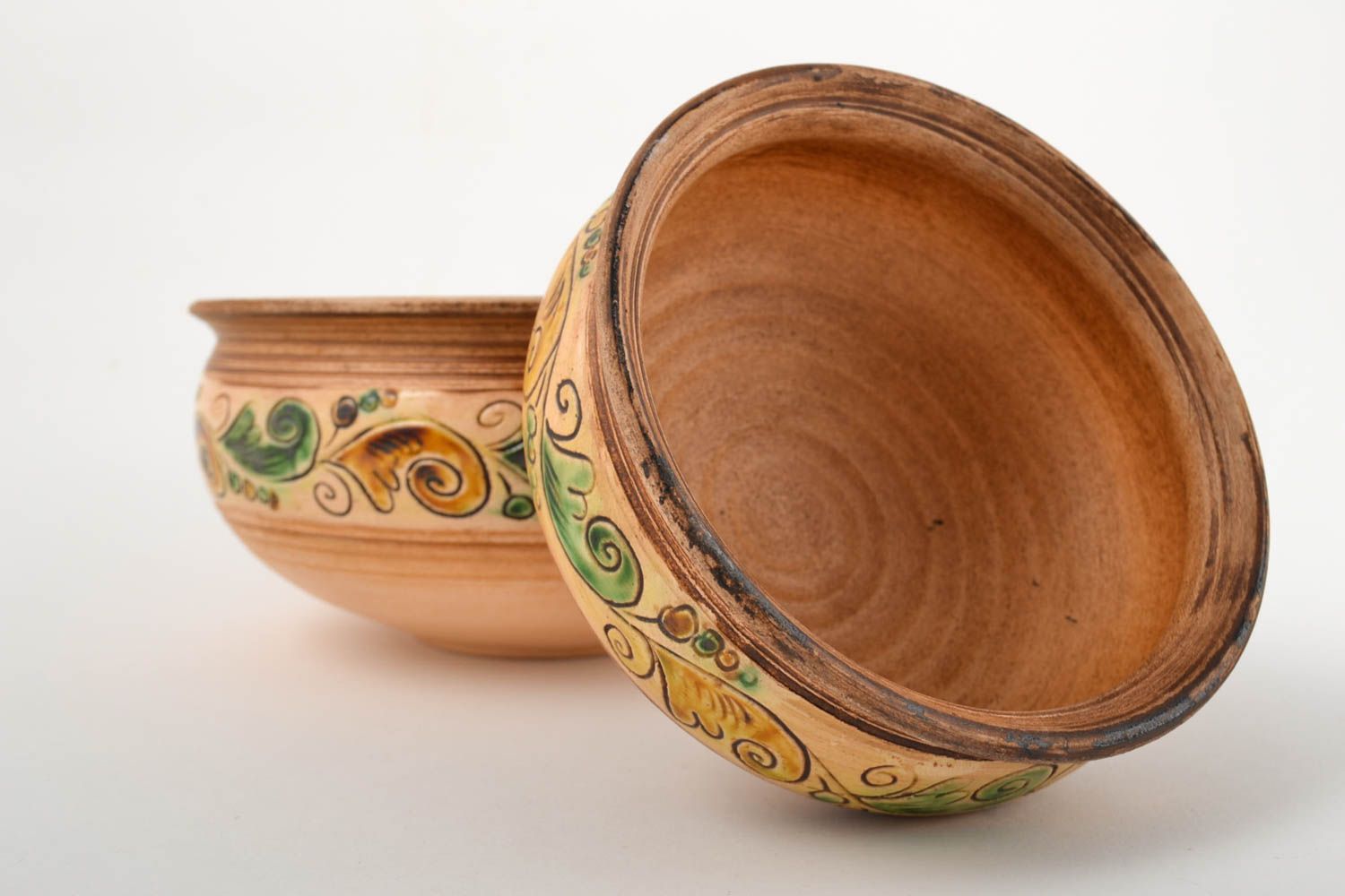 2 cuencos de cerámica hechos a mano vasijas de barro elementos decorativos foto 5