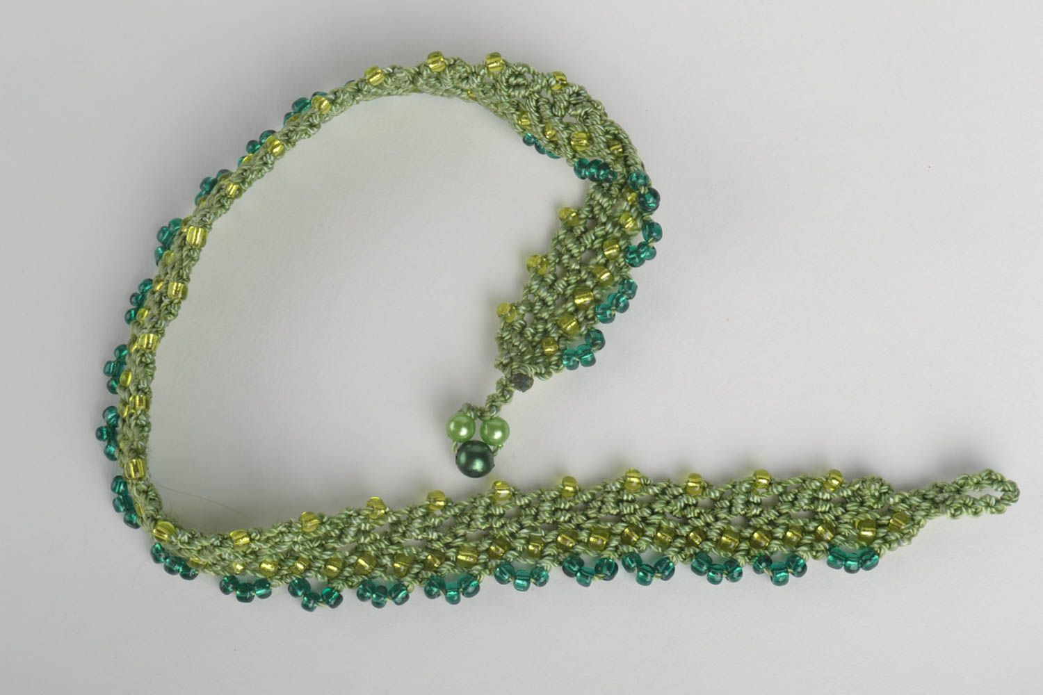 Modeschmuck Collier handmade Halskette Damen Collier Kette Rocailles Kette grün foto 4